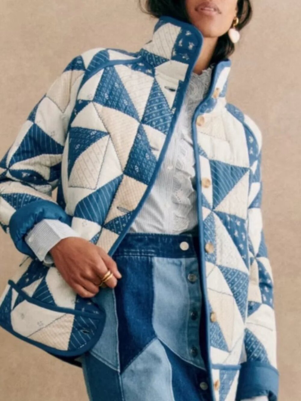 Sezane Leopold Quilted Patchwork Jacket - Picture 2 of 10